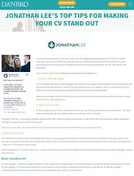 Jonathan Lee S Top Tips For Making Your Cv Stand Out Jonathan Lee