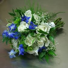 Flower bouquets, wedding flowers, sympathy flower arrangements delivered anywhere in marin county, ca. Bridal Bouquet In Blue White And Lime Green Bridal Bouquet Wedding Flowers Bridal Bouquets Green And White Wedding Flowers
