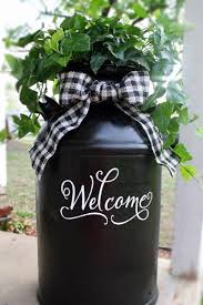 Front Porch Idea A Milk Can Vinyl Myvinyldirect Com Milk Can Decor Front Porch Decorating Porch Decorating
