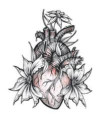 Flowery pink heart with a butterfly beautiful wall art collage ska088wa4. Drawing Skill Love Flowers Heart Drawing