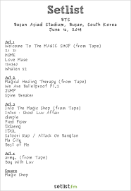 Among the hit songs on the weeknd's setlist were the hills, can't feel my face and i feel it. Bts Live Debuts 5 New Songs At 5th Annual Muster In Seoul Setlist Fm