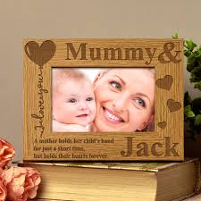 Personalised Mummy and Son or Daughter Heart Wooden Photo Frame Gift