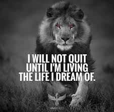 I Will Not Quit Until I M Living The Life I Dream Of Lion Quotes Inspirational Quotes Motivation Warrior Quotes