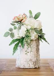 Natural Birch Bark Cylinder Vase 8 Tall Flower Centerpieces Wedding Wedding Floral Centerpieces Wedding Table Centerpieces