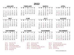 2022 year at a glance calendar with ireland holidays free printable templates
