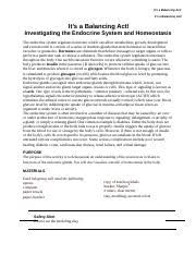 Balancing act worksheet answer key It S A Balancing Act 36 Docx Its A Balancing Act Its A Balancing Act Its A Balancing Act Investigating The Endocrine System And Homeostasis The Course Hero