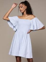 Buy URBANIC Green & Blue Tropical Print Fit & Flare Midi Dress with Belt