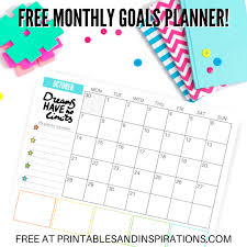 Free 2020 Monthly Goals Calendar Printable Printables And Inspirations Goal Calendar Goal Calendar Free Printable Planner Calendar Printables