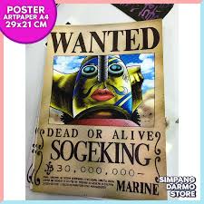 Harga buronan shp terbaru one piece 2019 berikut akan kami tampilkan info bounty / harga buronan shp crew ( straw hat pirates ) terbaru saat ini. One Piece Poster Sogeking Usopp Usop Wanted Bounty S Latest Straw Hat Fugitive Shopee Malaysia
