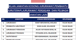 Jawatan kosong kerajaan dan swasta terkini. Iklan Jawatan Kosong Jururawat Pembantu Juruterapi Jururawat Pergigian Pelbagai Jawatan Lain Dibuka Ambilan Oktober November 2019