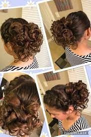 My Sisters Hair A Braid With A Curly Bun And A Bow On Top Apostolic Pentecostal Hairstyles Curly Bun Hairdo