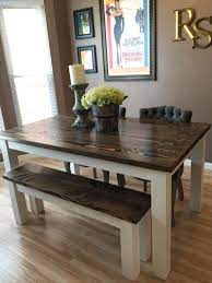 Stunning Hand Crafted Farmhouse Tables Emmor Works Dining Table With Bench Dining Table In Kitchen Rustic Kitchen Tables