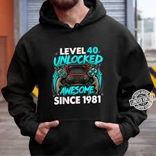 All orders are custom made and most ship worldwide within 24 hours. Level 40 Unlocked Awesome Since 1981 40th Birthday Gaming Shirt