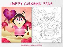 Download and print these siberian husky coloring pages for free. A Cute Husky Dog Coloring Pages Graphic By Wijayariko Creative Fabrica