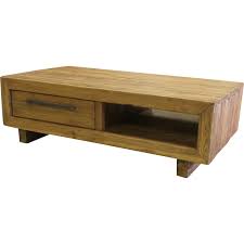 Mobilier de jardin et meubles d'extérieur d'excellence : Table Basse Teck Massif Recycle 2 Tiroirs 1 Niche Foresta
