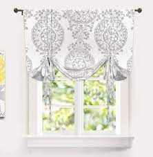 You can choose this type of valance if you're looking for a fantastic way to dress up any country, victorian, traditional or transitional space. Amazon Com Driftaway Samantha Tie Up Curtain Floral Damask Pattern Room Darkening Thermal Insulated Adjustable Balloon Curtain Shade For Small Window Rod Pocket 1 Panel 45 Inch By 63 Inch Gray Kitchen Dining