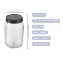 novelinks 16 oz Clear Plastic Jars with Lids, Refillable 16oz Mason Jars  with Lids & Storage Containers for Kitchen & Household Use (20 Pack,Black)