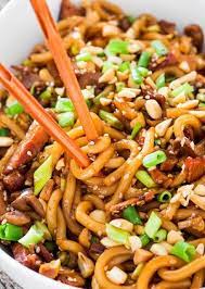 Asian Style Noodles Wih Pork And Mushrooms Recipe Asian Noodle Recipes Noodle Dishes Recipes
