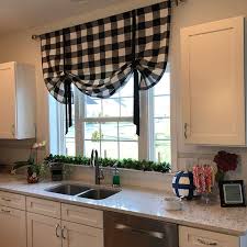 Black And White Plaid Kitchen Curtains Plaid Cafe Curtain Plaid Buffalo Plaid Curtains Tassel Etsy Home Modern Kitchen Design Kitchen Remodel