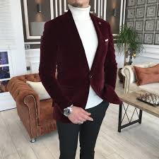 Italyan Stil Fitilsiz Kadife Bordo Blazer Tek Ceket T5090 Stil Blazer Ceket Kadife