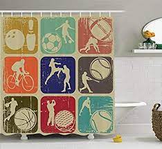 You do not need to have a baseball on cozybath baseball sports bathmat cozybath baseball sports bathmat. Amazon Com Ambesonne Sports Decor Shower Curtain Set Assorted Sports Banners In Vintage Gru Kids Bathroom Accessories Sports Decorations Bathroom Accessories