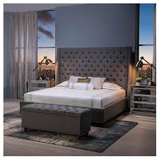 1.9 platform bed with headboard and bedside storage ottoman. Park Avenue Gray Queen Platform Bed El Dorado Furniture