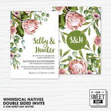Wedding Invitation Printable Protea Australian Eucalyptus Etsy Printable Wedding Invitations Wedding Invitations Leaf Invitations