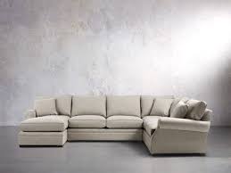 This 3 pieces sectional sofa with wedge and ottoman features a soft microfiber with tufted button detail on both back cushions and seat cushions. Landsbury Three Piece Sectional Arhaus Furniture Arhaus Living Room Sectional Furniture
