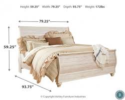 She should be able to. Willowton Whitewash King Sleigh Bed From Ashley Coleman Furniture