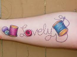 Arm tattoo, cute, minimal, minimal tattoo idea, simple, tattoo. 13 Sewing Tattoos On Forearm