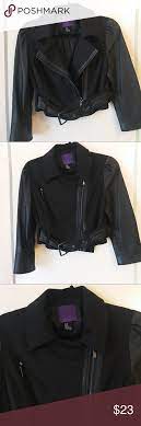 Forever 21 Cropped Leather Jacket With Belt This Half Fabric Half Faux Leather Cropped Jacket Is A Classic Leat Leather Jacket Cropped Leather Jacket Jackets