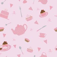 Gambar : pola, mulus, waktu teh, ilustrasi, balapecah, cangkir, pisau,  garpu, sendok, teko, kue, Muffins, kertas dinding, dekoratif, halus,  berwarna merah muda, cahaya, tekstur, Desain, bergaya, kertas hadiah,  serbet, ceria, modern, ulang