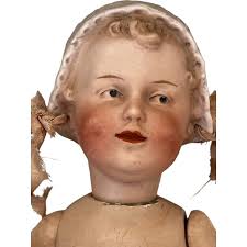Antique 8-1/2" Gebruder Heubach Doll Bisque Bonnet Head Germany Composition  Body