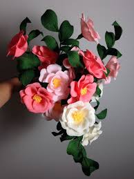 Crepe Paper Camellia Flower Bouquet Handmade By Papetal Paper Flowers Diy Paper Flower Tutorial Giant Paper Flowers