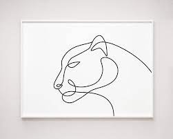 Printable Abstract Panther Line Drawing One Line Art Panther Etsy In 2021 Line Art Drawings Animal Line Drawings Panther Art