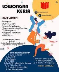 Maybe you would like to learn more about one of these? Lowongan Kerja Purwokerto On Twitter Lowongan Kerja Pt Boyang Industrial Posisi Staff Admin Deadline 1 Maret 2021 Lokerpurwokerto Lokerpwt Lowongan Purwokerto Https T Co Eay5mgflop
