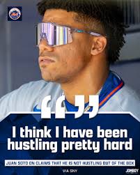 Carlos Mendoza said the Mets will speak to Juan Soto about running out of  the box, but Soto says he's been hustling
