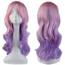 The pastel lavender shade is ideal for an ethereal purple look. Amazon Com S Noilite Women Long Ombre Pink Purple Wavy Hair Wigs Cosplay Anime Party Costume Pastel Colorful Synthetic Curly Full Wig With Bangs 24inch 60cm Beauty