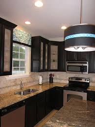 Black Kitchen Cabinets Frosted Glass Cabinet Doors Delicatus Granite Drum Pendant Golden Fantasy Granite On Island Glass Kitchen Cabinet Doors Glass Kitchen Cabinets Large Kitchen Cabinets