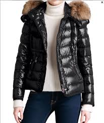 Moncler Womens Short Puffer Jacket With Fur Trimmed Hood Black Puffer Jacket With Fur Puffer Jackets Moncler Women