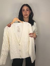Jewel Button Cardigan Cream Large