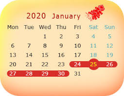 Chinese New Year 2020 Dates January 25 Cny Calendar 1930