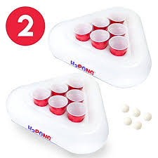 H2pong Inflatable Beer Pong Racks Includes 5 Ping Pong Balls Floating Pool Party Game Float Set Pool Party Games Beach Drinks Beer Pong
