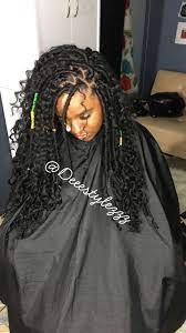Client Ready For Her Jamaica Vacation This Is Half Half With The Perimeter Done Swipe Braids For Black Hair Faux Locs Hairstyles Hair Styles