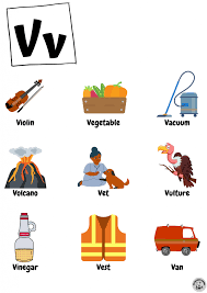 Words with v and r for scrabble and words with friends by wordtips. Letter V Word List With Illustrations Printable Poster Color Artofit