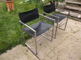 Pair Of Black Strap And Chrome Director Chairs Black Strap Chairs Pair Chrome Chairs W Black Seat And Back Strap Mid C Chrome Chair Outdoor Chairs Chair