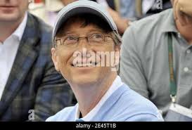 Bill Gates attends the women's final match of the French Open, played at  the Roland Garros stadium in Paris, France,