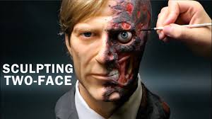 two face sculpture timelapse the dark