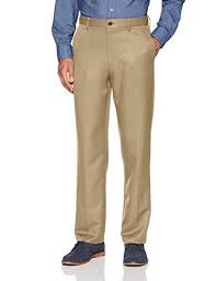 Amazon Essentials Men S Expandable Waist Classic Fit Flat Front Dress Pants Khaki 34w X 29l Amazon Clothes Dress Pants Khaki Dress