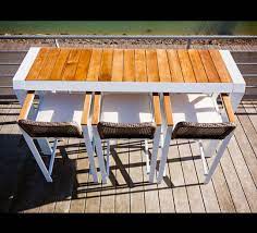table haute de jardin aluminium plateau teck h106cm bar nofi blanc table haute chaise table haute table haute bar table bar